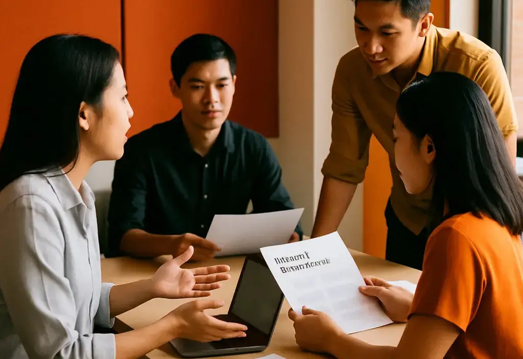 tim hr berdiskusi di kantor modern tentang strategi membangun budaya kerja positif untuk menarik talenta