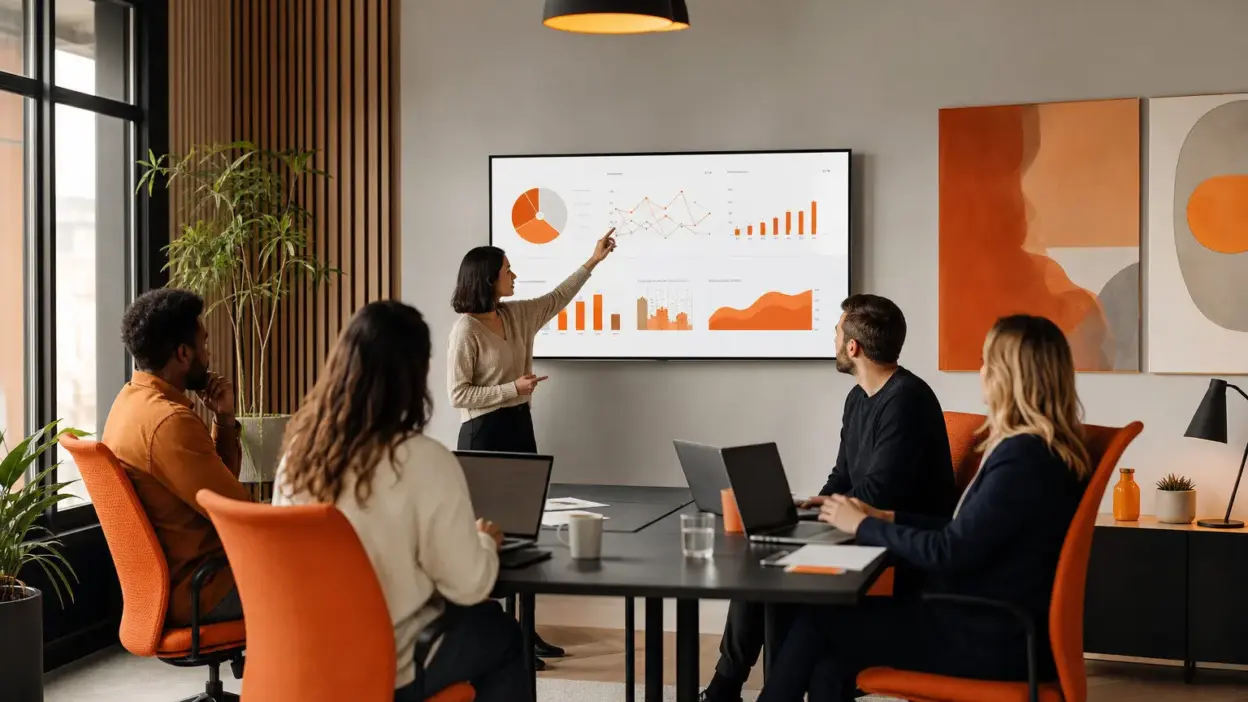 tim hr menganalisis data hr analytics di kantor modern untuk memahami perilaku kerja secara lebih objektif