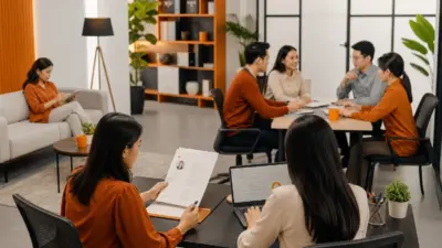 tim hr modern menganalisis dashboard teknologi wellbeing kerja di kantor modern