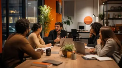 tim hr dan karyawan muda berdiskusi tentang dampak hustle culture terhadap kesehatan mental kerja di kantor modern