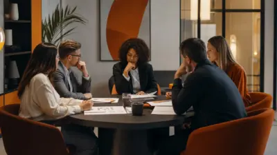 tim hr berdiskusi di kantor modern membahas strategi berbasis psikologi kerja untuk menghadapi gelombang phk secara manusiawi