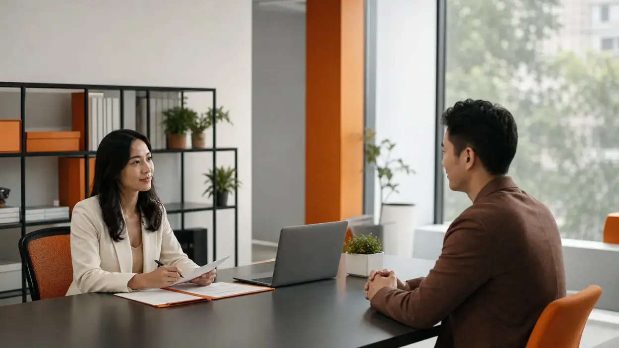 hr manager melakukan seleksi karyawan berbasis psikologi kerja di kantor modern yang profesional