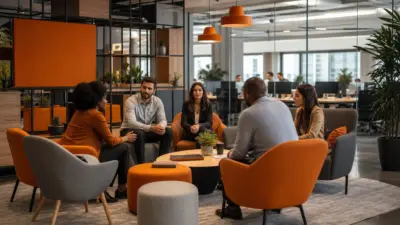 tim hr dan leader mendiskusikan seleksi karyawan serta dampak survivor syndrome setelah phk di kantor modern