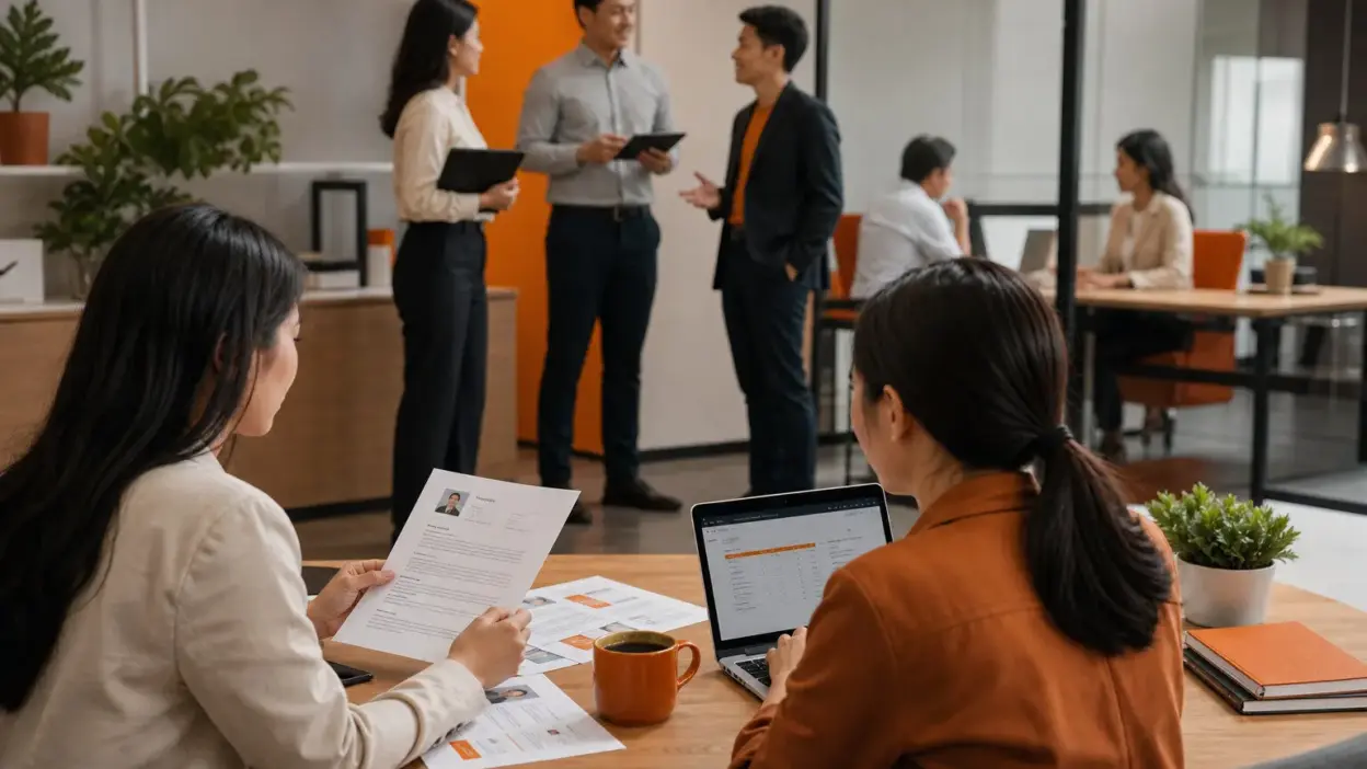 tim hr dan manajer mendiskusikan strategi menjaga wellbeing kerja dan mencegah burnout karyawan di tengah ancaman phk
